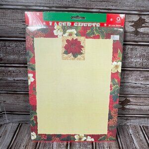 AMSCAN 50 Sheets Stationery Laser Printer Papter Poinsettia Christmas NEW